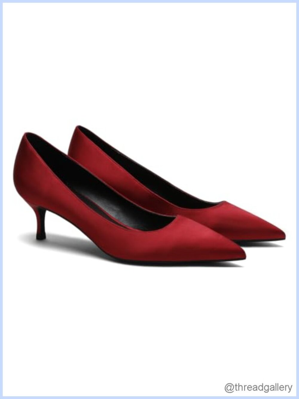 Satin Kitten Heel Pumps Pointed Toe Slip On 2 Inch Mid Heel Dress Shoes
